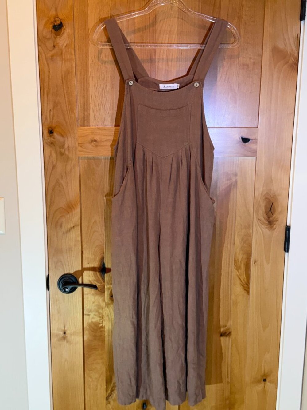ANRABESS Brown Linen Blend Overall Jumpsuit Size M